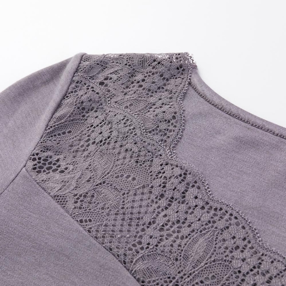 Triumph-Coffee Yarn Warm Series V-neck Top/Morning Gray - Picture 5 of 13